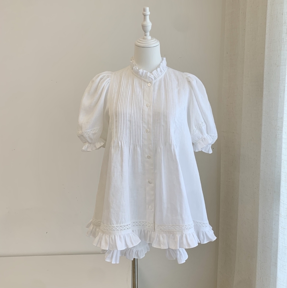 Morton Mac Sanna Pintuck Blouse With Greta Frill Short - Picture 13 of 14